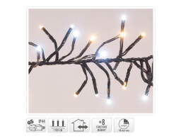 1512 Φωτάκια LED - 11 Μέτρα + 3 Μέτρα σύνδεσης, Κανονική Διάταξη, με χειριστήριο, 8 προγράμματα, Μαύρο καλώδιο PVC - Λευκό, Θερμό Λευκό