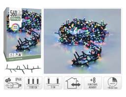 560 Φωτάκια LED - 11 Μέτρα + 3 Μέτρα σύνδεσης, Κανονική Διάταξη, με χειριστήριο, 8 προγράμματα, Πράσινο καλώδιο PVC - Πολύχρωμο