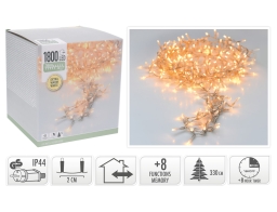 1800 Φωτάκια LED - 36 Μέτρα + 3 Μέτρα σύνδεσης, Κανονική Διάταξη, με χειριστήριο, 8 προγράμματα, Διάφανο καλώδιο PVC - Extra Θερμό Λευκό
