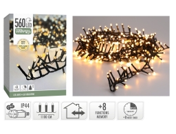 560 Φωτάκια LED - 11 Μέτρα + 3 Μέτρα σύνδεσης, Κανονική Διάταξη, με χειριστήριο, 8 προγράμματα, Πράσινο καλώδιο PVC - Extra Θερμό Λευκό