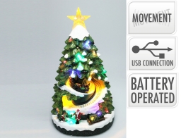 Διακοσμητικό Χριστουγεννιάτικο Δέντρο με φωτισμό, κίνηση και διαστάσεις 21x22.5x38.8cm