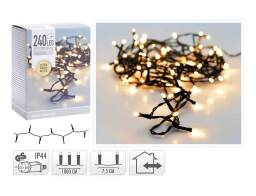 240 Φωτάκια LED - 18 Μέτρα + 3 Μέτρα σύνδεσης, Κανονική Διάταξη, Πράσινο καλώδιο PVC - Θερμό λευκό