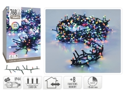 768 Φωτάκια LED - 5.6 Μέτρα + 3 Μέτρα σύνδεσης, Κανονική Διάταξη, με χειριστήριο, 8 προγράμματα, Μαύρο καλώδιο PVC - Πολύχρωμο