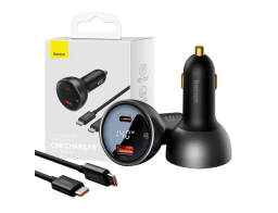 Baseus  Φορτιστής Αυτοκινήτου Superme με Καλώδιο USB σε USB-C - 140W - 1x USB-A, 1x USB-C - Μαύρο