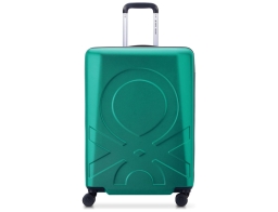Βαλίτσα Delsey Paris x Benetton με χωρητικότητα 71L, τηλεσκοπικό χερούλι, κλείδωμα ασφαλείας, 4 ροδάκια και διαστάσεις 45x28x66cm - Green