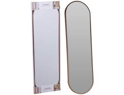 THE NETHERLANDS Διακοσμητικός καθρέφτης τοίχου οβάλ, με διαστάσεις 30x2.5x100cm - Dark wood