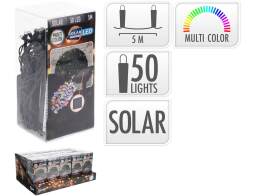 50 Ηλιακά Φωτάκια LED - 5 Μέτρα + 2 Μέτρα σύνδεσης, Κανονική Διάταξη, Πράσινο καλώδιο PVC - Πολύχρωμο