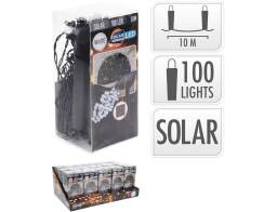100 Ηλιακά Φωτάκια LED - 10 Μέτρα + 2 Μέτρα σύνδεσης, Κανονική Διάταξη, Πράσινο καλώδιο PVC - Ψυχρό Λευκό