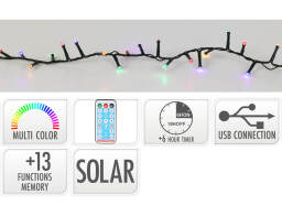 768 Ηλιακά Φωτάκια LED - 5.6 Μέτρα + 3 Μέτρα σύνδεσης,  με χρονοδιακόπτη, Κανονική Διάταξη, Μαύρο καλώδιο PVC - Πολύχρωμο