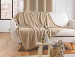 Douceur d'intérieur Κουβέρτα Wooly  με επένδυση fleece και διαστάσεις 180x220cm - Beige