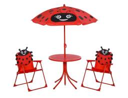 THE NETHERLANDS Παιδικό Σετ Κήπου & Βεράντας Lady Bug με Τραπέζι Bistro, Ομπρέλα και 2 Καρέκλες - Μέταλλο - Red