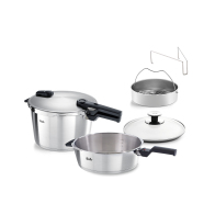 FISSLER Set Quattro Vitaquick Premium 8LΤ/4.5LΤ Mε Καλάθι Ατμού και Γυάλινο Καπάκι - 60281011090