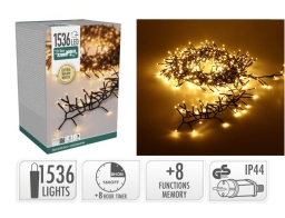 1536 Φωτάκια LED - 19.9 Μέτρα + 3 Μέτρα σύνδεσης, Μαύρο καλώδιο - 'Εξτρα θερμό λευκό