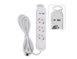 THE NETHERLANDS Πολύπριζο - 3x Schuko, 1x USB-A, 1x USB-C - Με Διακόπτη On/Off - Καλώδιο 1.5m - Λευκό