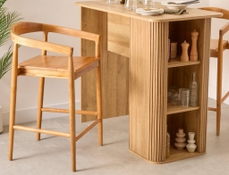 Atmosphera Σκαμπό μπαρ Miyako από Ξύλο teak, με διαστάσεις 55.5x56x95cm - Brown