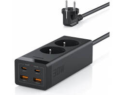 Tessan Πολύπριζο ασφαλείας (TS-FS01DE00) - 2x Schuko, 2x USB-A, 2x USB-C - Black