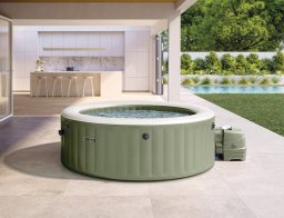 Φουσκωτό Τζακούζι Intex PureSpa 4 ατόμων, με φυσαλίδες, χωρητικότητα 795lt και διαστάσεις 196x196x71cm - Olive Green