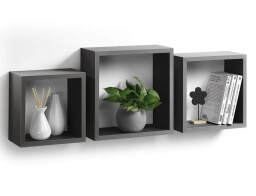 Σετ Ράφια Τοίχου Cubes Homea - Antracite Grey - 3 τεμάχια
