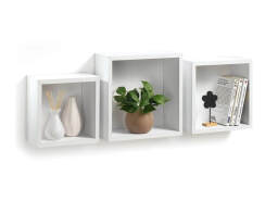 Homea Σετ Ράφια Τοίχου Cubes - White - 3 τεμάχια