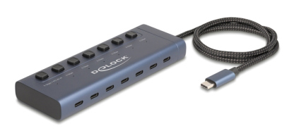 DELOCK USB-C hub 63410 με διακόπτες 7x θυρών 5Gbps 20W USB-C σύνδεση μπλε
