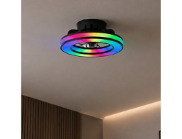 Brilliant  Ανεμιστήρας Οροφής Mondello G80915/05 με φωτισμό LED RGB, τηλεχειριστήριο, διάμετρο 41.5cm και ισχύ 26W - Μαύρο