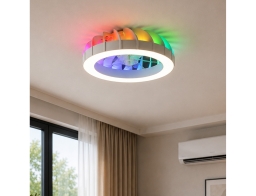 Brilliant  Ανεμιστήρας Οροφής Fanora G81080/05 με φωτισμό LED, RGB, τηλεχειριστήριο, διάμετρο 46cm και ισχύ 30W - Λευκό