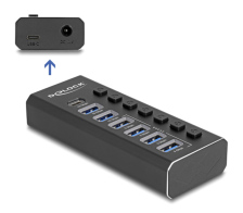 DELOCK USB hub 64326 με διακόπτες 7x θυρών 10Gbps USB/USB-C σύνδεση μαύρο