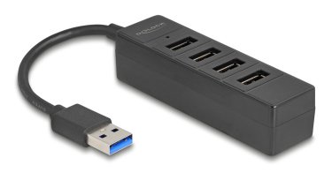DELOCK USB hub 64350 4x θυρών USB 3.0 5Gbps USB σύνδεση μαύρος