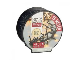 THE NETHERLANDS 1.250 Φωτάκια LED - 25 Μέτρα + 3 Μέτρα σύνδεσης, Πυκνή Διάταξη, με χειριστήριο, 8 προγράμματα, Πράσινο καλώδιο - Θερμό Λευκό