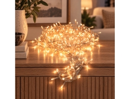 120 Φωτάκια LED - 8.93 Μέτρα + 3 Μέτρα σύνδεσης, Κανονική Διάταξη, Διάφανο καλώδιο PVC - Θερμό λευκό