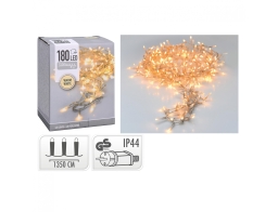 180 Φωτάκια LED - 13.43 Μέτρα + 3 Μέτρα σύνδεσης, Κανονική Διάταξη, Διάφανο καλώδιο PVC - Θερμό λευκό