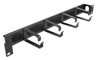 DELOCK cable management 67033 19"/1U rack 4x γάντζοι & βούρτσα μαύρο
