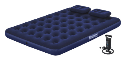 BESTWAY φουσκωτό στρώμα 67374 με τρόμπα & 2x μαξιλάρια διπλό 203x152x22cm μπλε