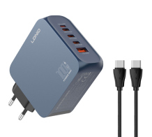 LDNIO φορτιστής τοίχου Q8 με καλώδιο USB-C USB/Lightning/3x USB-C GaN 100W μπλε