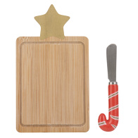 Ladelle Πιατέλα Μπαμπού 19x11cm και Μαχαίρι Τυριού Festive Fun-  Σετ 2 Τεμαχίων