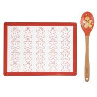 Ladelle Επιφάνεια Σιλικόνης 40x30cm  και Κουτάλα Σιλικόνης 32cm με Ξύλινη Λαβή Festive Fun  -Σετ 2