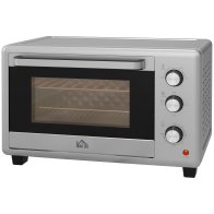 HOMCOM Ηλεκτρικός φούρνος 30L με 3 λειτουργίες μαγειρέματος, ρυθμιζόμενη θερμοκρασία και χρονοδιακόπτη, 1600W, ασημί 800-167V90SR