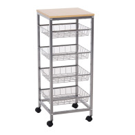 HOMCOM Πολυλειτουργικό Μεταλλικό Τρόλεϊ Κουζίνας 36.5 x 36.5 x 89 cm 801-056