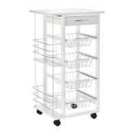 HOMCOM Πολυλειτουργικό Ξύλινο Τρόλεϊ Κουζίνας 83 x 47 x 37 cm Χρώματος Λευκό  801-121V01WT