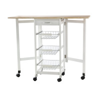 HOMCOM Πολυμορφικό Μεταλλικό Τρόλεϊ Κουζίνας με 1 Συρτάρι και 3 Καλάθια 77.5 x 97.2 x 37 cm 801-125