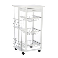 HOMCOM Πολυλειτουργικό Ξύλινο Τρόλεϊ Κουζίνας 83 x 47 x 37 cm  801-130WT