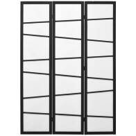 HOMCOM Παραβάν δωματίου 3 πάνελ σε ξύλο, 135x170 cm, ασπρόμαυρο 830-702V00WT