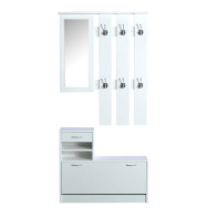 HOMCOM Σετ Ξύλινο Έπιπλο Εισόδου με Καθρέπτη 90 x 24 x 75 cm Χρώματος Λευκό  831-146WT