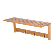 Επιτοίχιο Ξύλινο Ράφι από Μπαμπού με 4 Άγκιστρα 50 x 17 x 20 cm HOMCOM 831-198