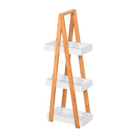 Ραφιέρα Μπάνιου από Μπαμπού με 3 Ράφια 30 x 18 x 81 cm Χρώματος Λευκό Kleankin 834-100V01WT