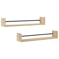 vidaXL 835440 Ράφια Τοίχου με Μπάρες 2 τεμ. 80x16x14 εκ. Δρυς