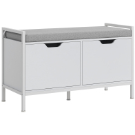 Homcom 500V80WT Πάγκος Παπουτσοθήκη με 2 Ντουλάπια και Μαξιλάρι 84x35x50 εκ.Λευκός