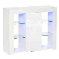 HOMCOM Μοντέρνος Μπουφές με Γυάλινα Ράφια - Λευκό 838-146