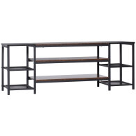 HOMCOM Μοντέρνο Έπιπλο τηλεόρασης για τηλεοράσεις έως 65 με 6 ανοιχτά ράφια, κατασκευασμένο από ατσάλι και μοριοσανίδα, 140x40x50 cm, καφέ και μαύρο 839-539V00RB