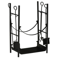 Outsunny Μεταλλική Ξυλιέρα Τζακιού με Αξεσουάρ 44.5x29.5x73cm 842-207